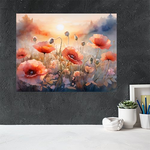 Poppies at Sunset - Art Print - Metal Poster - Canvas Wrap - Premium Framed Art Print