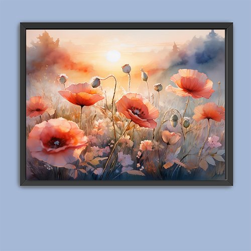 Poppies at Sunset - Art Print - Metal Poster - Canvas Wrap - Premium Framed Art Print