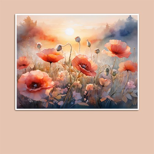 Poppies at Sunset - Art Print - Metal Poster - Canvas Wrap - Premium Framed Art Print