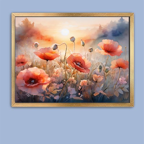 Poppies at Sunset - Art Print - Metal Poster - Canvas Wrap - Premium Framed Art Print