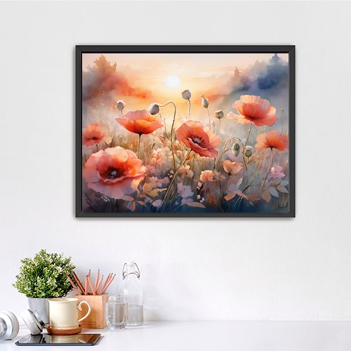 Poppies at Sunset - Art Print - Metal Poster - Canvas Wrap - Premium Framed Art Print