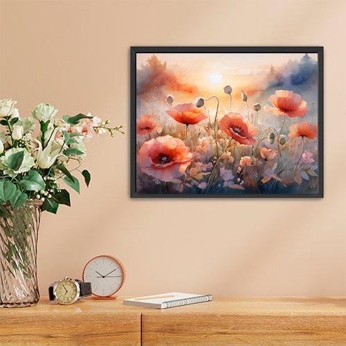 Poppies at Sunset - Art Print - Metal Poster - Canvas Wrap - Premium Framed Art Print