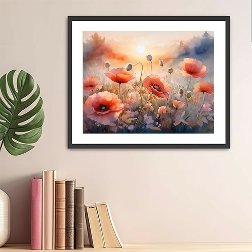 Poppies at Sunset - Art Print - Metal Poster - Canvas Wrap - Premium Framed Art Print