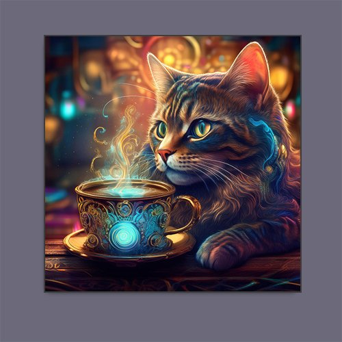 Purrfectly Magical Coffee - Art Print - Metal Poster - Canvas Wrap - Premium Framed Art Print