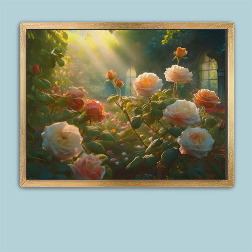 Roses in the Afternoon Sun - Art Print - Metal Poster - Canvas Wrap - Premium Framed Art Print