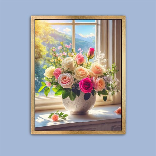 Roses in the Window - Art Print - Metal Poster - Canvas Wrap - Premium Framed Art Print