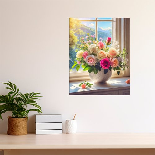 Roses in the Window - Art Print - Metal Poster - Canvas Wrap - Premium Framed Art Print