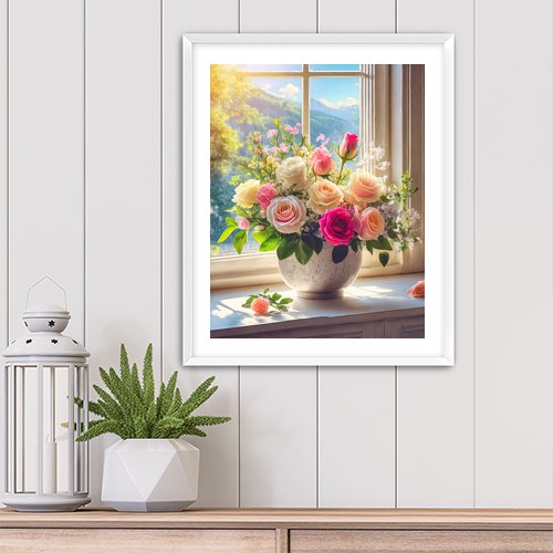 Roses in the Window - Art Print - Metal Poster - Canvas Wrap - Premium Framed Art Print