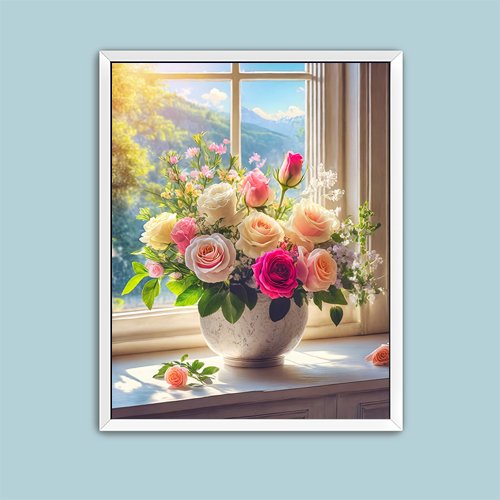 Roses in the Window - Art Print - Metal Poster - Canvas Wrap - Premium Framed Art Print