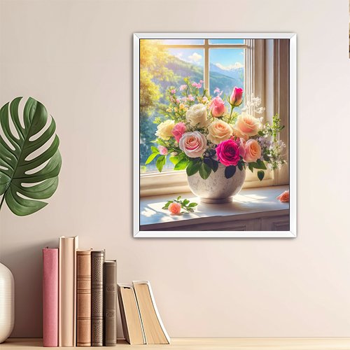 Roses in the Window - Art Print - Metal Poster - Canvas Wrap - Premium Framed Art Print