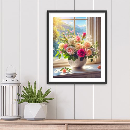 Roses in the Window - Art Print - Metal Poster - Canvas Wrap - Premium Framed Art Print