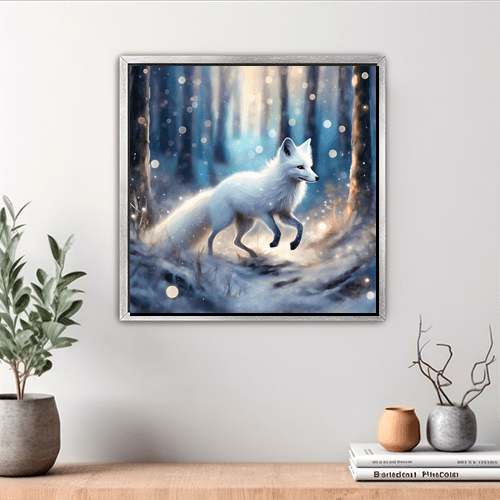 Snow Fox On a Winter Night - Art Print - Metal Poster - Canvas Wrap - Premium Framed Art Print