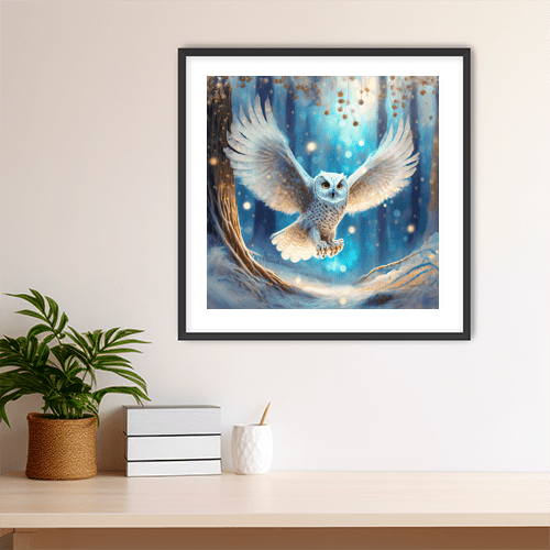 Snow Owl in Flight - Art Print - Metal Poster - Canvas Wrap - Premium Framed Art Print