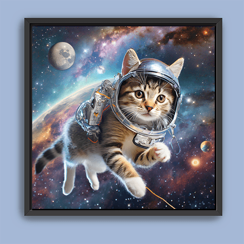 Space Kitty Chasing Cosmic String - Art Print - Metal Poster - Canvas Wrap - Premium Framed Art Print