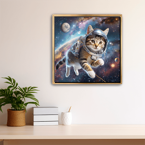 Space Kitty Chasing Cosmic String - Art Print - Metal Poster - Canvas Wrap - Premium Framed Art Print