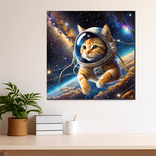 Space Kitty Orange Tabby - Art Print - Metal Poster - Canvas Wrap - Premium Framed Art Print