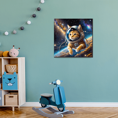 Space Kitty Orange Tabby - Art Print - Metal Poster - Canvas Wrap - Premium Framed Art Print