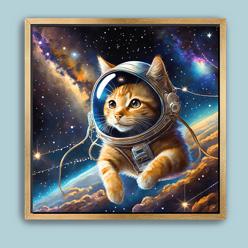 Space Kitty Orange Tabby - Art Print - Metal Poster - Canvas Wrap - Premium Framed Art Print