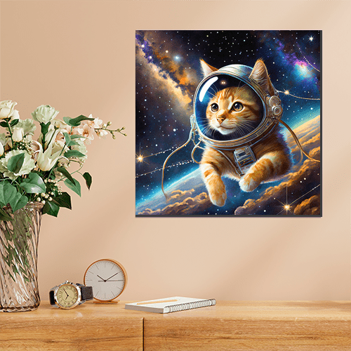 Space Kitty Orange Tabby - Art Print - Metal Poster - Canvas Wrap - Premium Framed Art Print