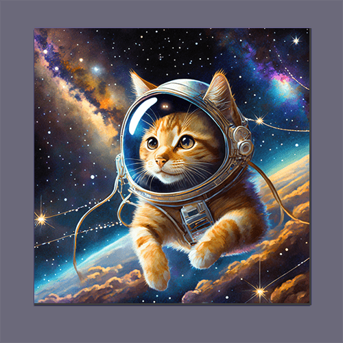 Space Kitty Orange Tabby - Art Print - Metal Poster - Canvas Wrap - Premium Framed Art Print