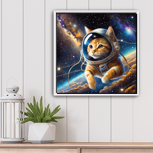 Space Kitty Orange Tabby - Art Print - Metal Poster - Canvas Wrap - Premium Framed Art Print