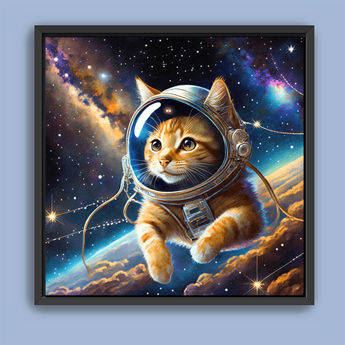 Space Kitty Orange Tabby - Art Print - Metal Poster - Canvas Wrap - Premium Framed Art Print