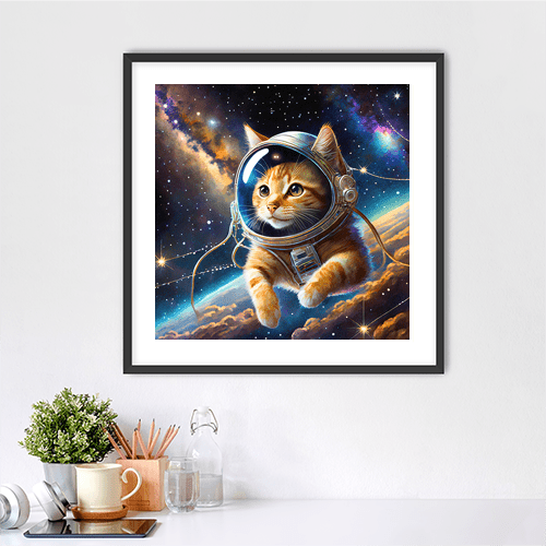 Space Kitty Orange Tabby - Art Print - Metal Poster - Canvas Wrap - Premium Framed Art Print