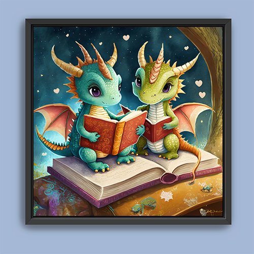 Storytime with Baby Dragons - Art Print - Metal Poster - Canvas Wrap - Premium Framed Art Print