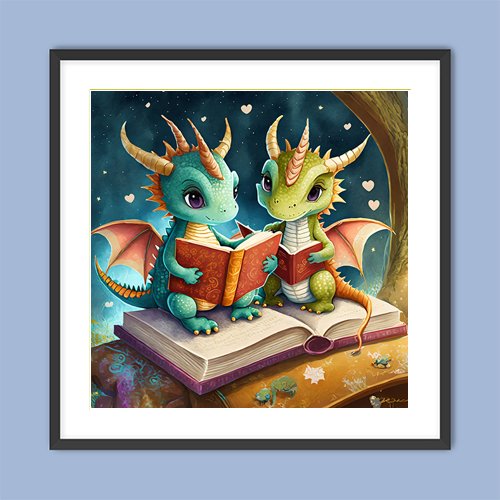 Storytime with Baby Dragons - Art Print - Metal Poster - Canvas Wrap - Premium Framed Art Print