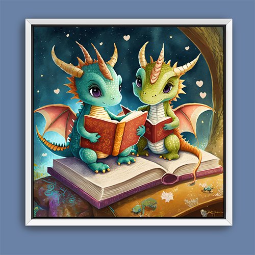 Storytime with Baby Dragons - Art Print - Metal Poster - Canvas Wrap - Premium Framed Art Print