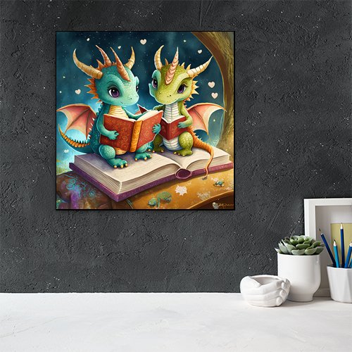 Storytime with Baby Dragons - Art Print - Metal Poster - Canvas Wrap - Premium Framed Art Print