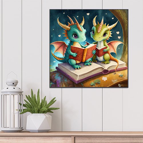 Storytime with Baby Dragons - Art Print - Metal Poster - Canvas Wrap - Premium Framed Art Print