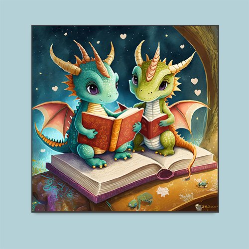 Storytime with Baby Dragons - Art Print - Metal Poster - Canvas Wrap - Premium Framed Art Print