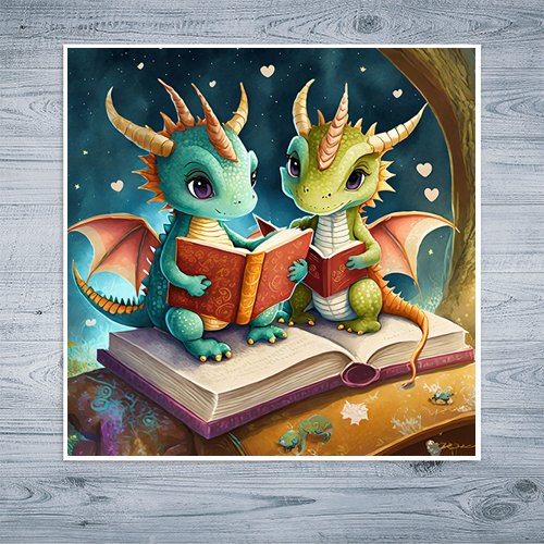 Storytime with Baby Dragons - Art Print - Metal Poster - Canvas Wrap - Premium Framed Art Print