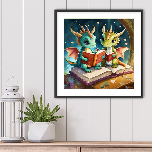 Storytime with Baby Dragons - Art Print - Metal Poster - Canvas Wrap - Premium Framed Art Print