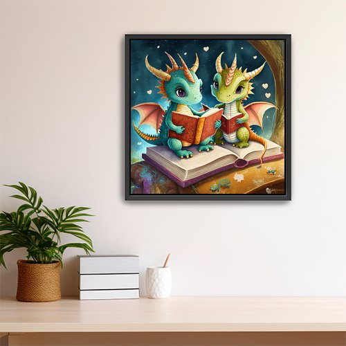 Storytime with Baby Dragons - Art Print - Metal Poster - Canvas Wrap - Premium Framed Art Print