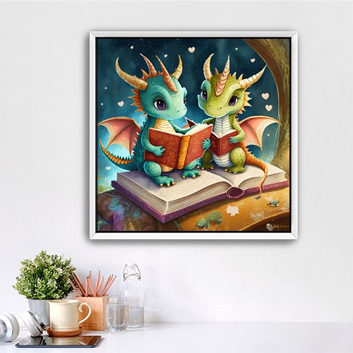 Storytime with Baby Dragons - Art Print - Metal Poster - Canvas Wrap - Premium Framed Art Print