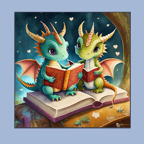 Storytime with Baby Dragons - Art Print - Metal Poster - Canvas Wrap - Premium Framed Art Print