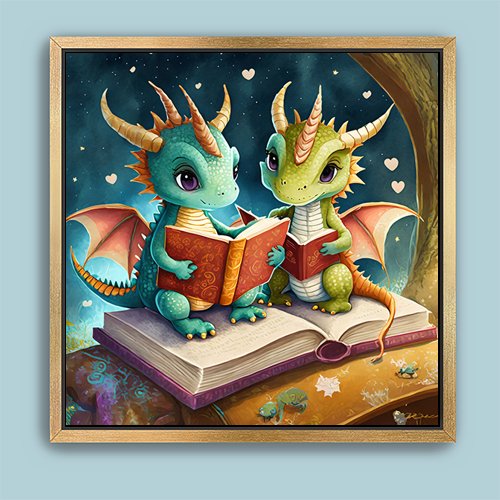 Storytime with Baby Dragons - Art Print - Metal Poster - Canvas Wrap - Premium Framed Art Print