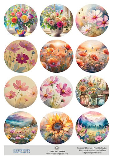 Summer Flowers 2024 - Printable Stickers - Download - Premium stickers