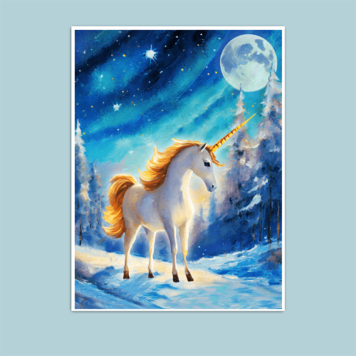 Winter Unicorn - Art Print - Metal Poster - Canvas Wrap - Premium Framed Art Print