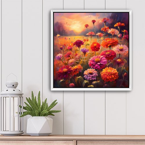 Zinnias in the Afternoon - Art Print - Metal Poster - Canvas Wrap - Premium Framed Art Print