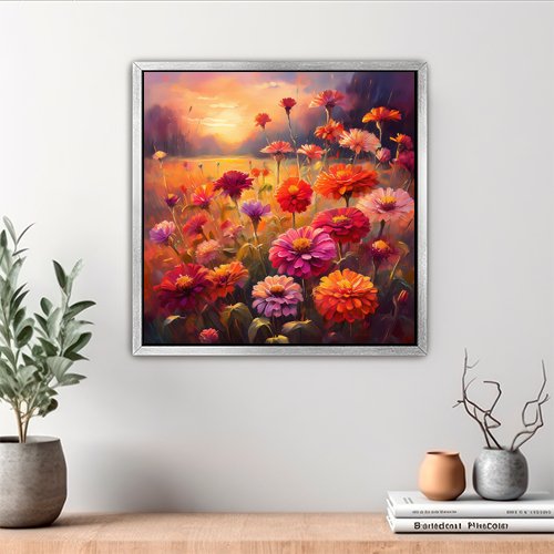 Zinnias in the Afternoon - Art Print - Metal Poster - Canvas Wrap - Premium Framed Art Print