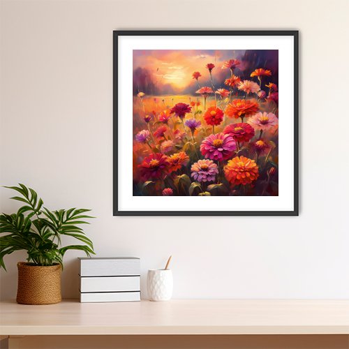 Zinnias in the Afternoon - Art Print - Metal Poster - Canvas Wrap - Premium Framed Art Print