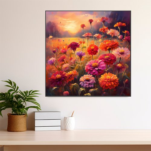 Zinnias in the Afternoon - Art Print - Metal Poster - Canvas Wrap - Premium Framed Art Print