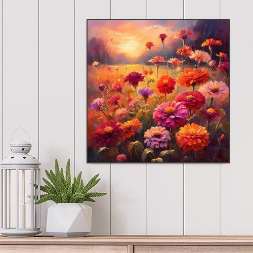 Zinnias in the Afternoon - Art Print - Metal Poster - Canvas Wrap - Premium Framed Art Print