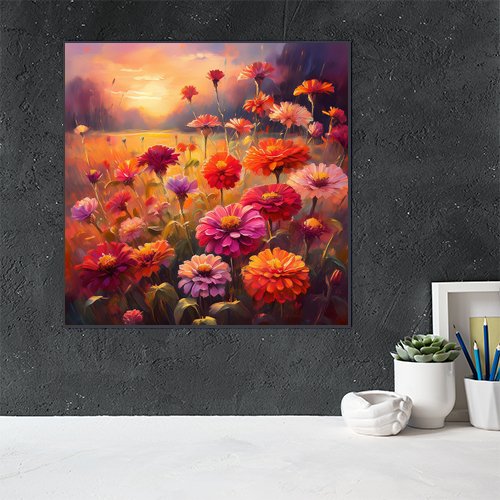 Zinnias in the Afternoon - Art Print - Metal Poster - Canvas Wrap - Premium Framed Art Print