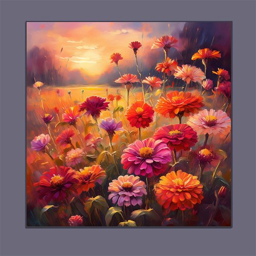 Zinnias in the Afternoon - Art Print - Metal Poster - Canvas Wrap - Premium Framed Art Print