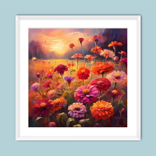 Zinnias in the Afternoon - Art Print - Metal Poster - Canvas Wrap - Premium Framed Art Print