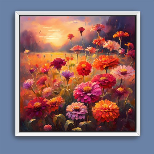 Zinnias in the Afternoon - Art Print - Metal Poster - Canvas Wrap - Premium Framed Art Print